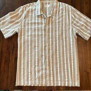 Universal Works Small/Medium Tan striped Camp Button Up